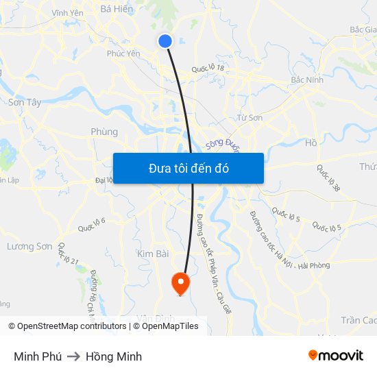 Minh Phú to Hồng Minh map