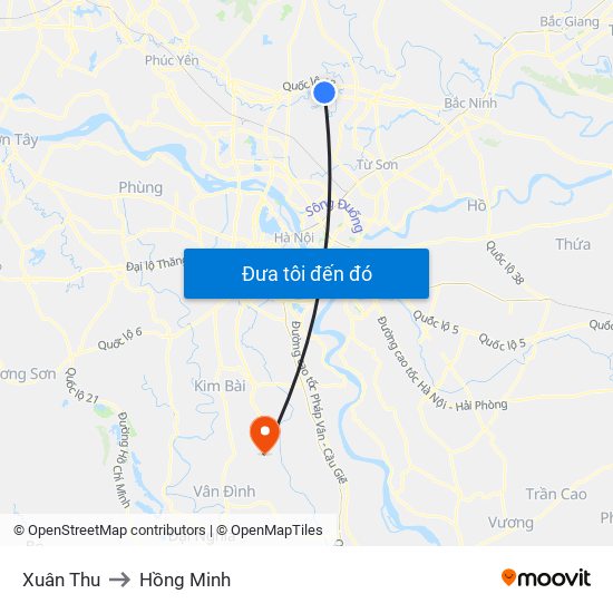 Xuân Thu to Hồng Minh map