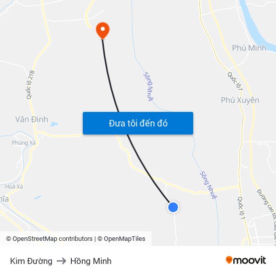 Kim Đường to Hồng Minh map