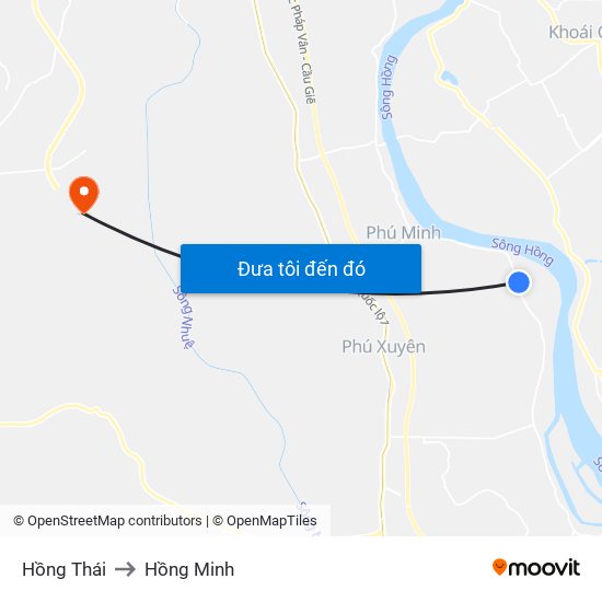 Hồng Thái to Hồng Minh map