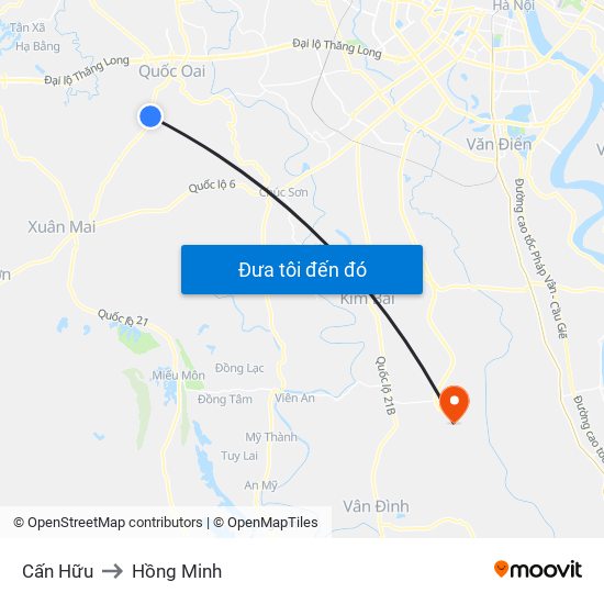 Cấn Hữu to Hồng Minh map