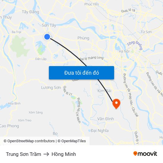 Trung Sơn Trầm to Hồng Minh map