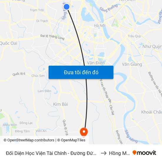 Đối Diện Học Viện Tài Chính - Đường Đức Thắng to Hồng Minh map