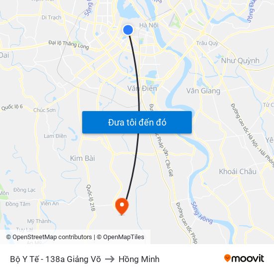 Bộ Y Tế - 138a Giảng Võ to Hồng Minh map