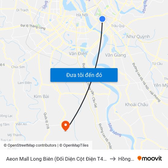 Aeon Mall Long Biên (Đối Diện Cột Điện T4a/2a-B Đường Cổ Linh) to Hồng Minh map