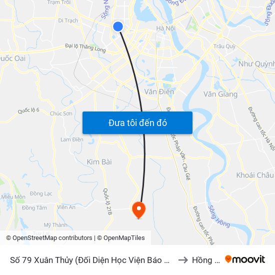 Số 79 Xuân Thủy (Đối Diện Học Viện Báo Chí Và Tuyên Truyền) to Hồng Minh map