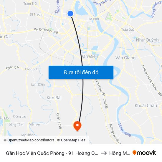 Gần Học Viện Quốc Phòng - 91 Hoàng Quốc Việt to Hồng Minh map