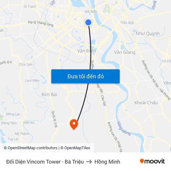Đối Diện Vincom Tower - Bà Triệu to Hồng Minh map