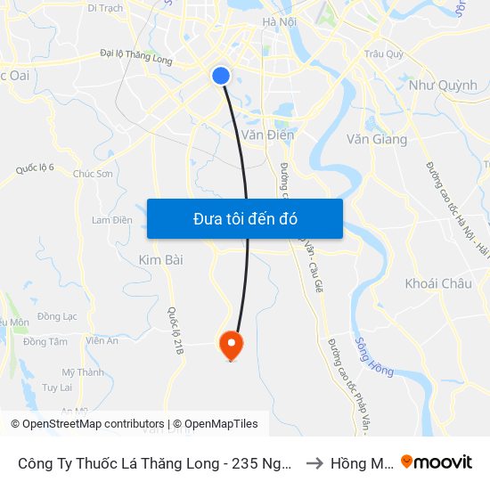 Công Ty Thuốc Lá Thăng Long - 235 Nguyễn Trãi to Hồng Minh map