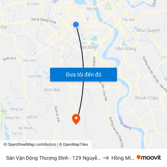 Sân Vận Động Thượng Đình - 129 Nguyễn Trãi to Hồng Minh map