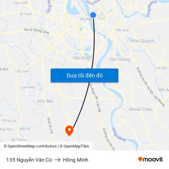 135 Nguyễn Văn Cừ to Hồng Minh map