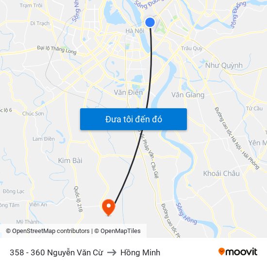 358 - 360 Nguyễn Văn Cừ to Hồng Minh map