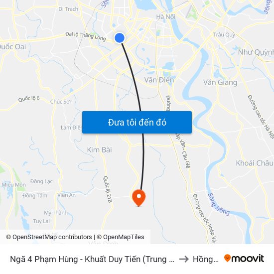 Ngã 4 Phạm Hùng - Khuất Duy Tiến (Trung Tâm Hội Nghị Quốc Gia) to Hồng Minh map