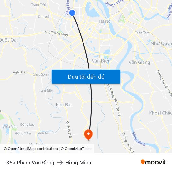 36a Phạm Văn Đồng to Hồng Minh map