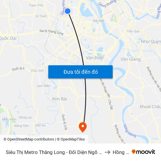 Siêu Thị Metro Thăng Long - Đối Diện Ngõ 599 Phạm Văn Đồng to Hồng Minh map