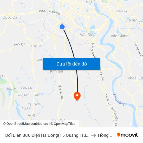 Đối Diện Bưu Điện Hà Đông(15 Quang Trung Hà Đông) to Hồng Minh map