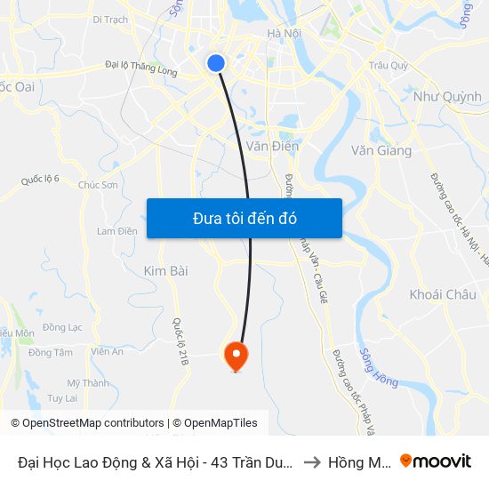 Đại Học Lao Động & Xã Hội - 43 Trần Duy Hưng to Hồng Minh map