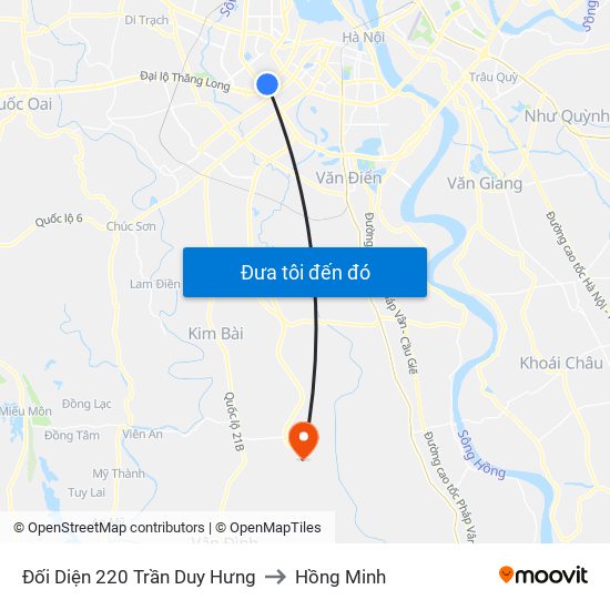 Đối Diện 220 Trần Duy Hưng to Hồng Minh map