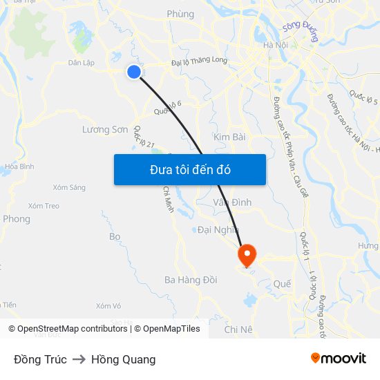 Đồng Trúc to Hồng Quang map