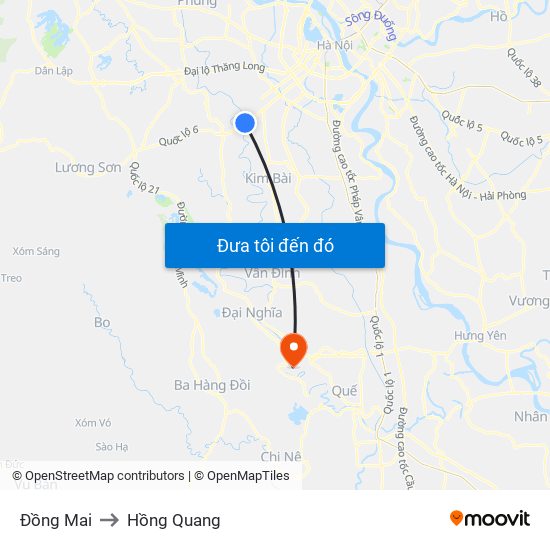 Đồng Mai to Hồng Quang map