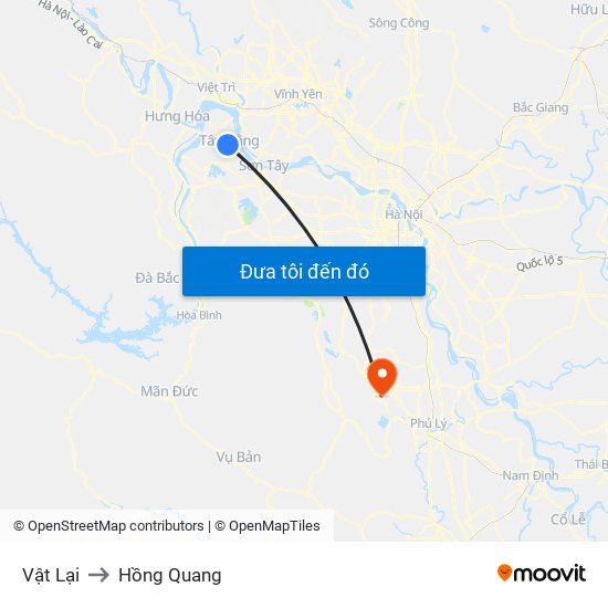 Vật Lại to Hồng Quang map