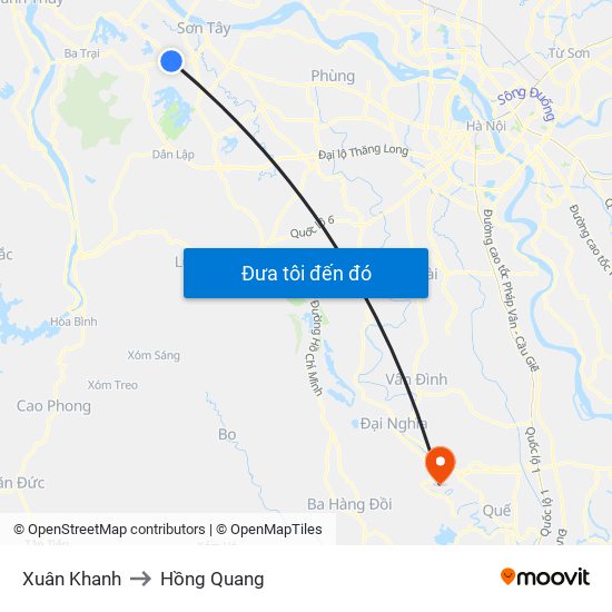 Xuân Khanh to Hồng Quang map