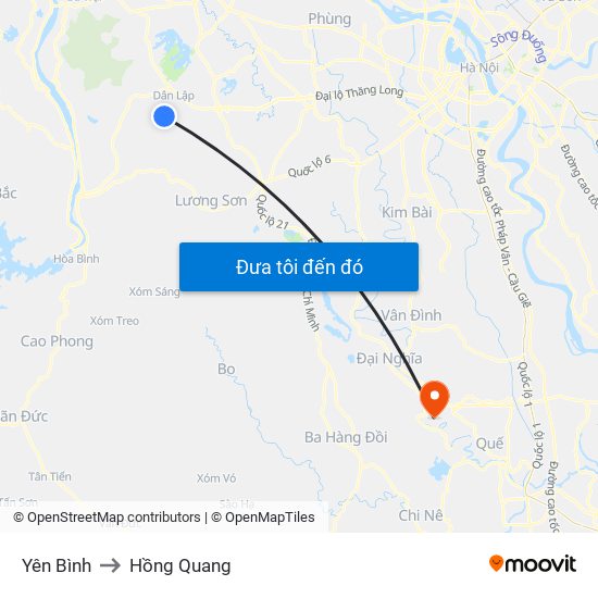 Yên Bình to Hồng Quang map