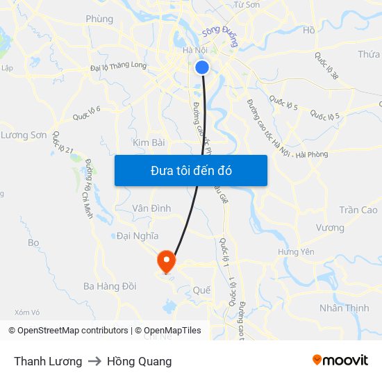 Thanh Lương to Hồng Quang map