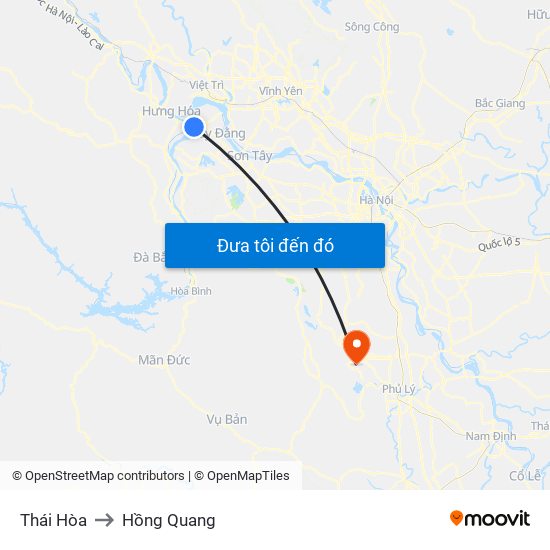 Thái Hòa to Hồng Quang map