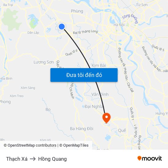 Thạch Xá to Hồng Quang map