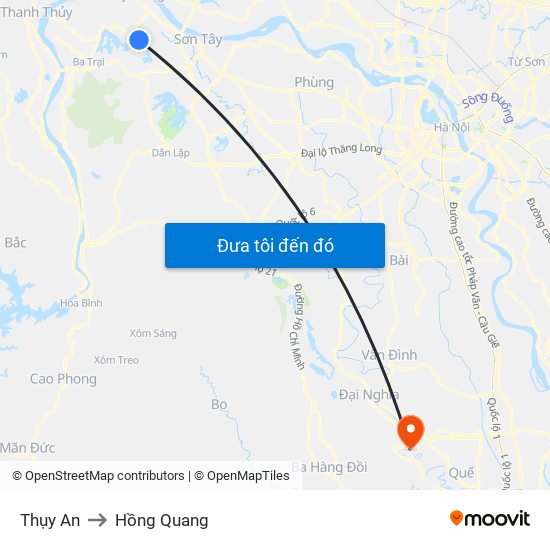 Thụy An to Hồng Quang map