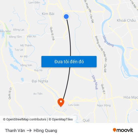 Thanh Văn to Hồng Quang map