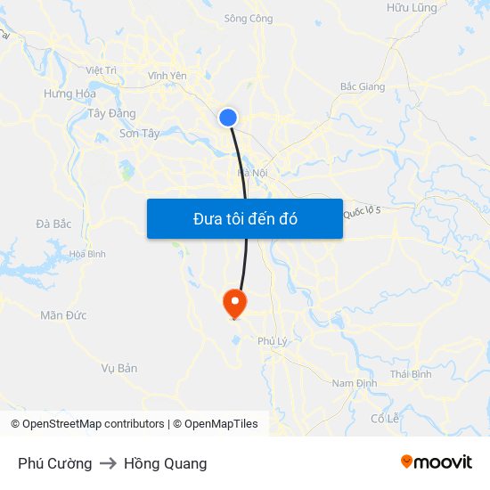 Phú Cường to Hồng Quang map