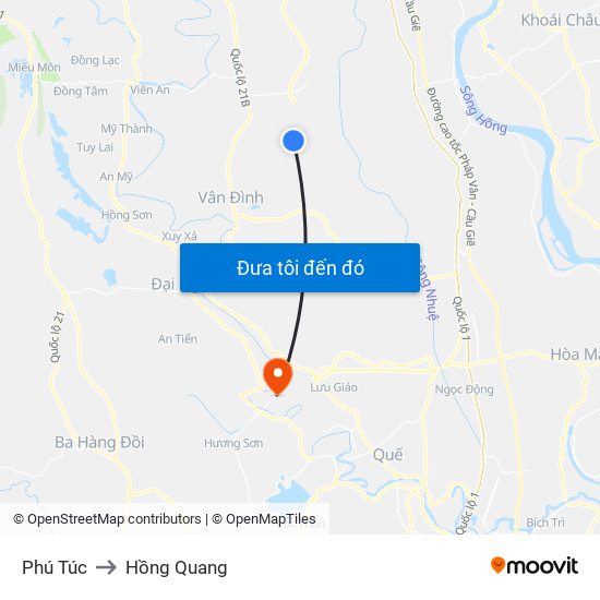 Phú Túc to Hồng Quang map