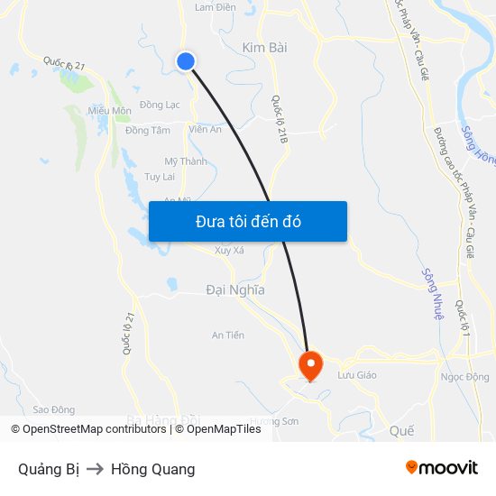 Quảng Bị to Hồng Quang map