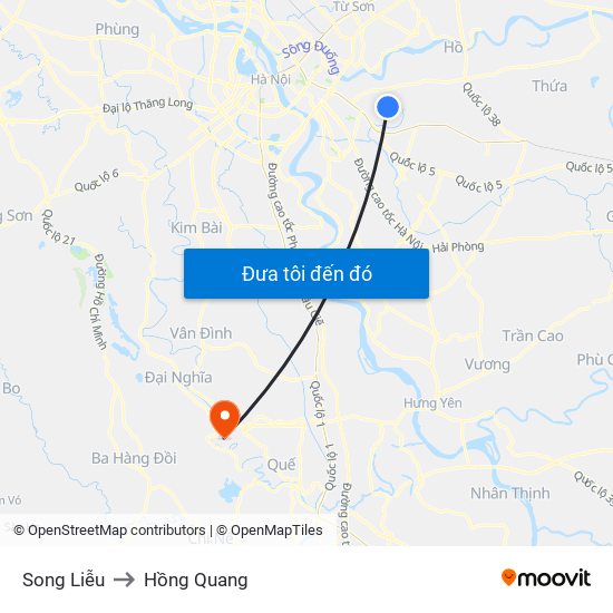 Song Liễu to Hồng Quang map
