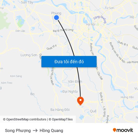 Song Phượng to Hồng Quang map
