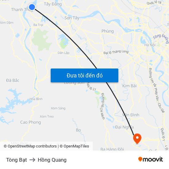 Tòng Bạt to Hồng Quang map