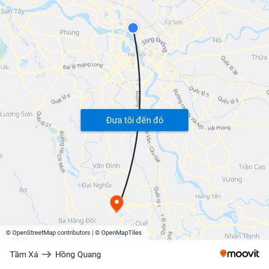 Tầm Xá to Hồng Quang map