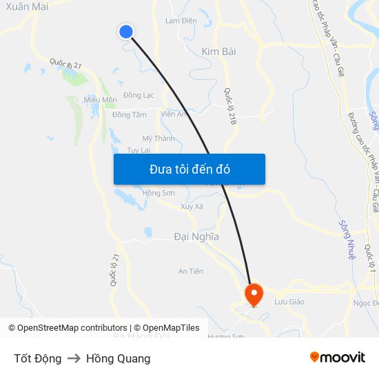 Tốt Động to Hồng Quang map