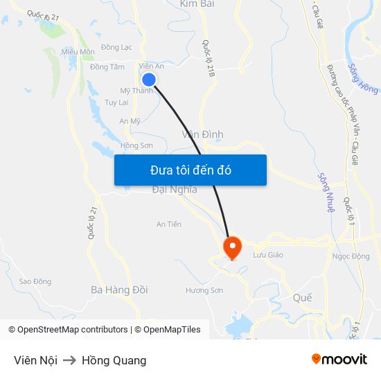 Viên Nội to Hồng Quang map