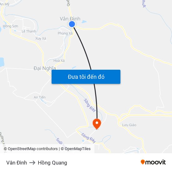 Vân Đình to Hồng Quang map