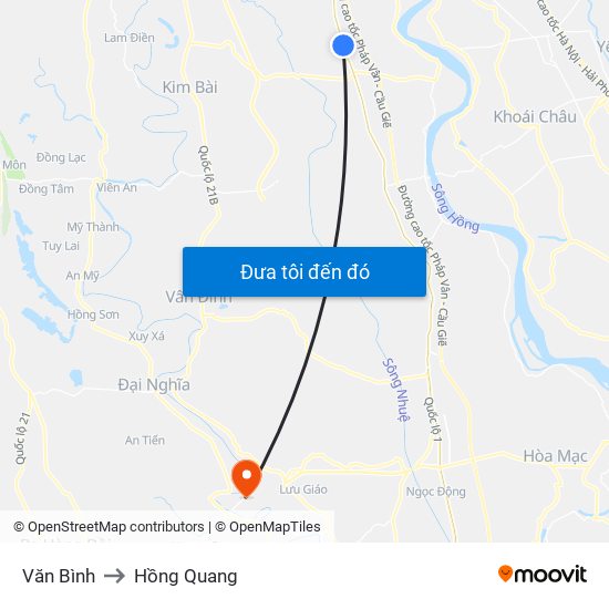 Văn Bình to Hồng Quang map