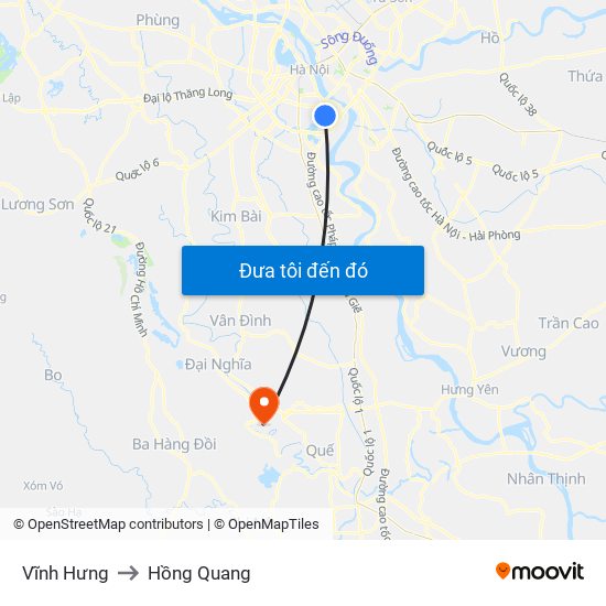 Vĩnh Hưng to Hồng Quang map