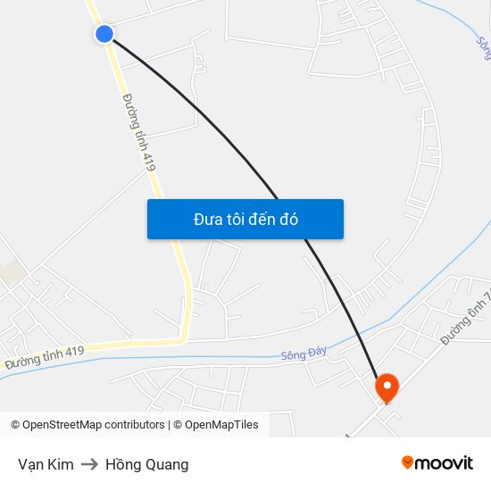 Vạn Kim to Hồng Quang map