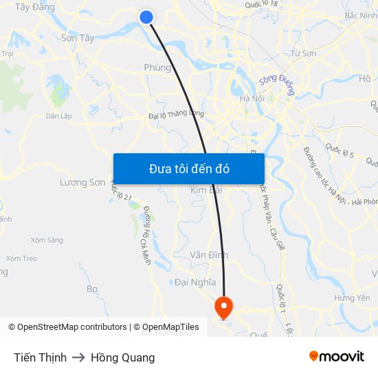 Tiến Thịnh to Hồng Quang map