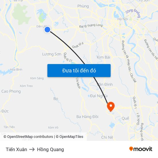 Tiến Xuân to Hồng Quang map