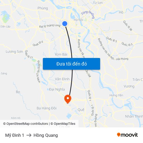 Mỹ Đình 1 to Hồng Quang map