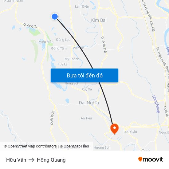 Hữu Văn to Hồng Quang map
