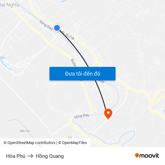 Hòa Phú to Hồng Quang map
